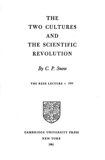 The Two Cultures and The Scientific Revolution