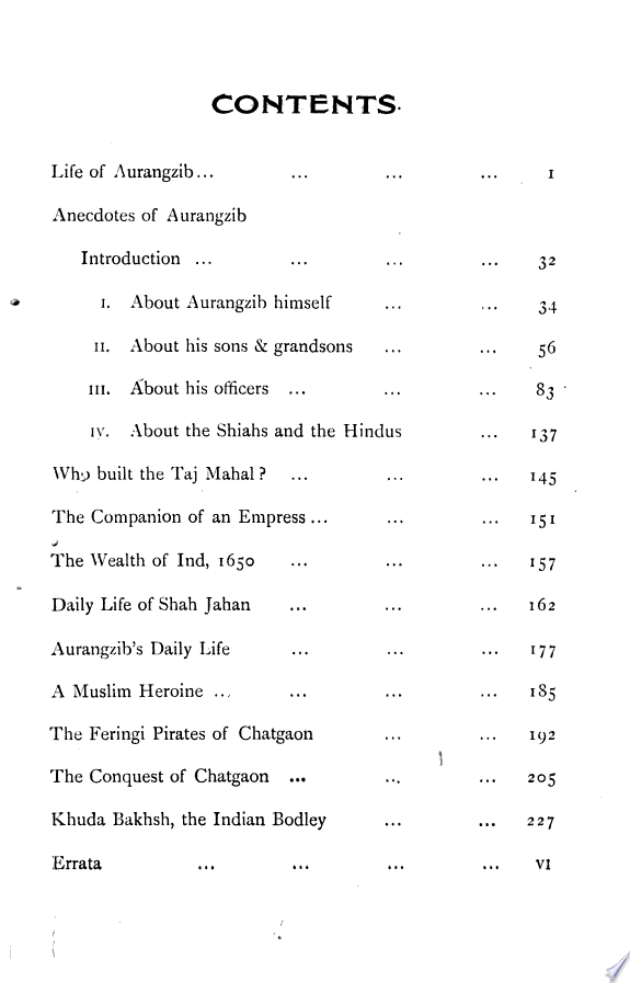 Anecdotes of Aurangzib